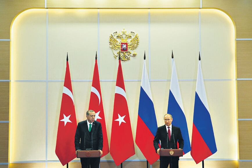 Los presidentes de Turquía y Rusia, Erdogan y Putin, apoyaron la existencia de “zonas seguras” en Siria.