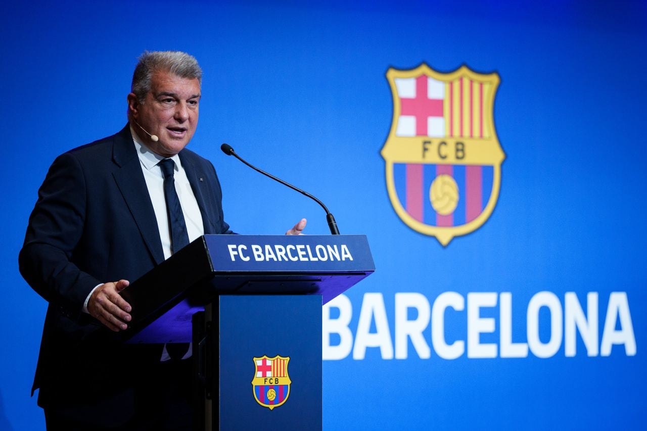 Laporta, en conferencia de prensa, evitó entrar en polémica por las declaraciones de Matías Messi (Foto: @FCBarcelona_es).