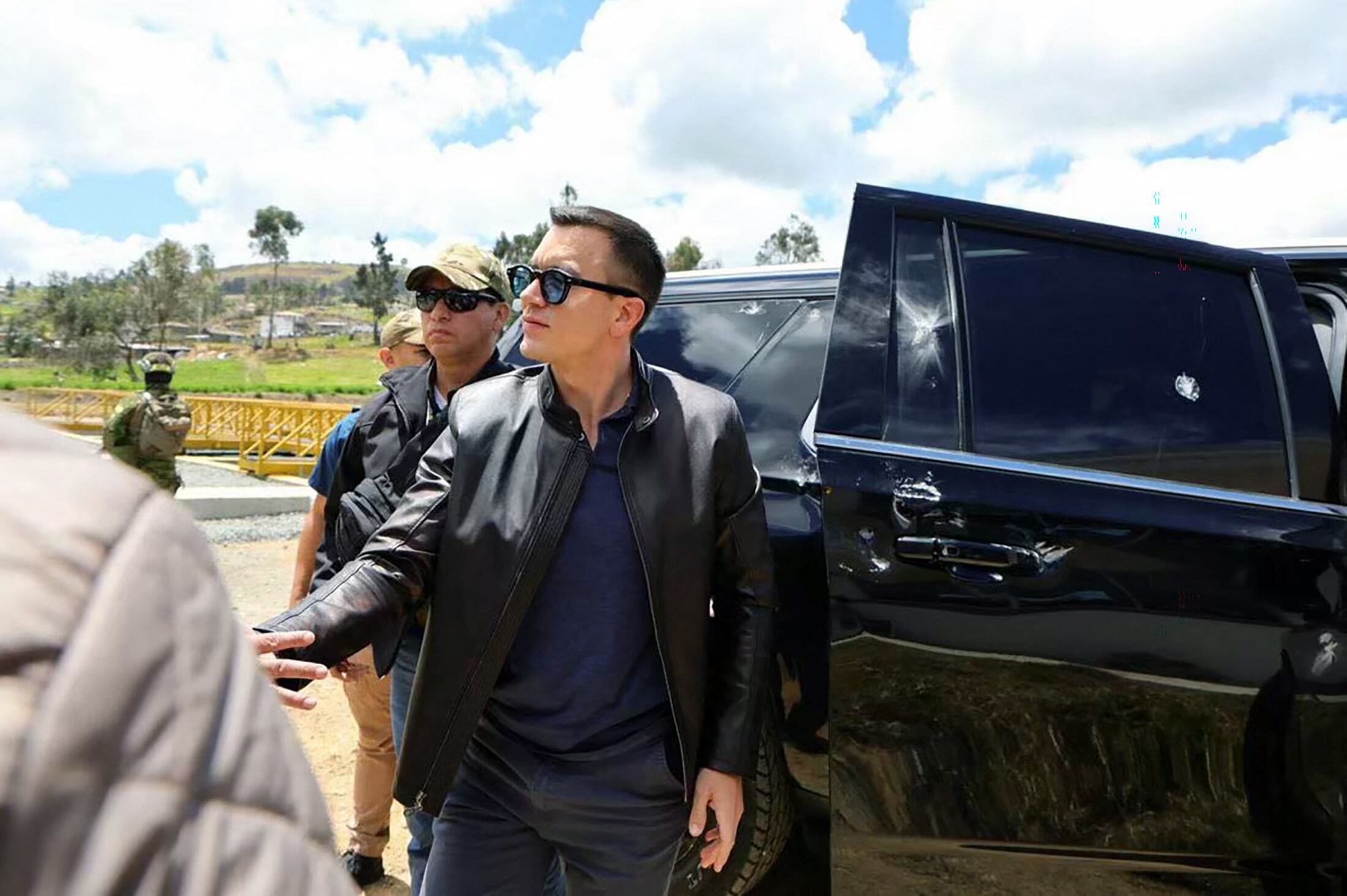 El auto de Noboa tras la agresión.