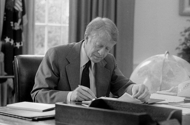 El presidente de EE.UU. Jimmy Carter, durante el anuncio del Boicot.