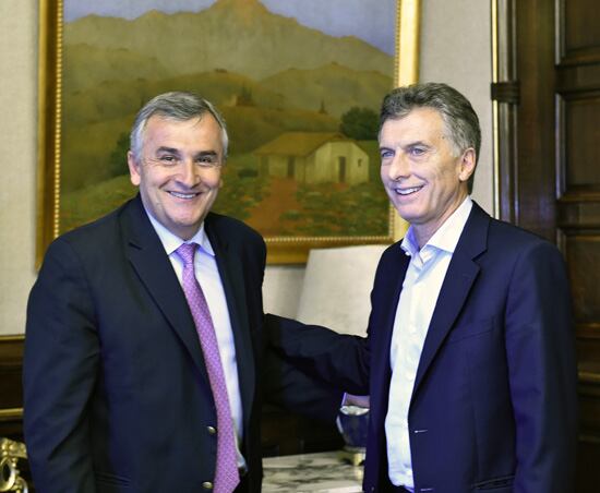 El presidente Mauricio Macri y su aliado el gobernador de Jujuy Gerardo Morales.