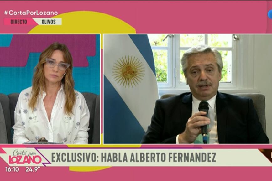 Fernández habló con el programa "Cortá por Lozano", de Telefé.