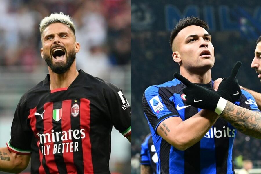 Olivier Giroud y Lautaro Martínez.