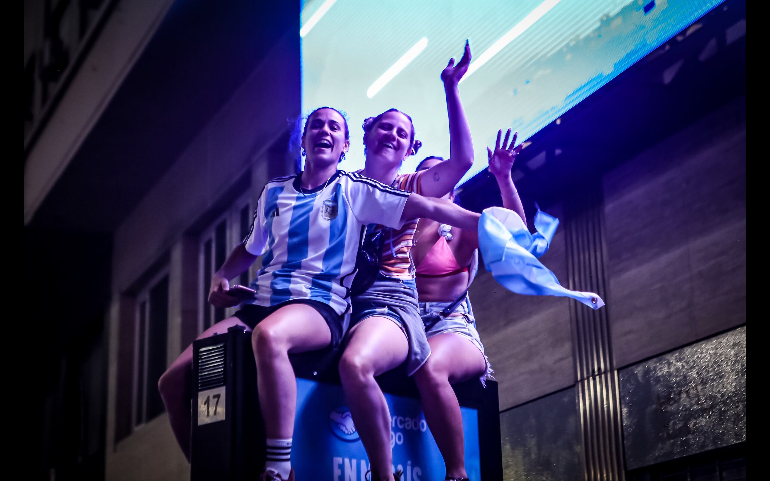Celebraciones en el Obelisco el Domingo después del partido.