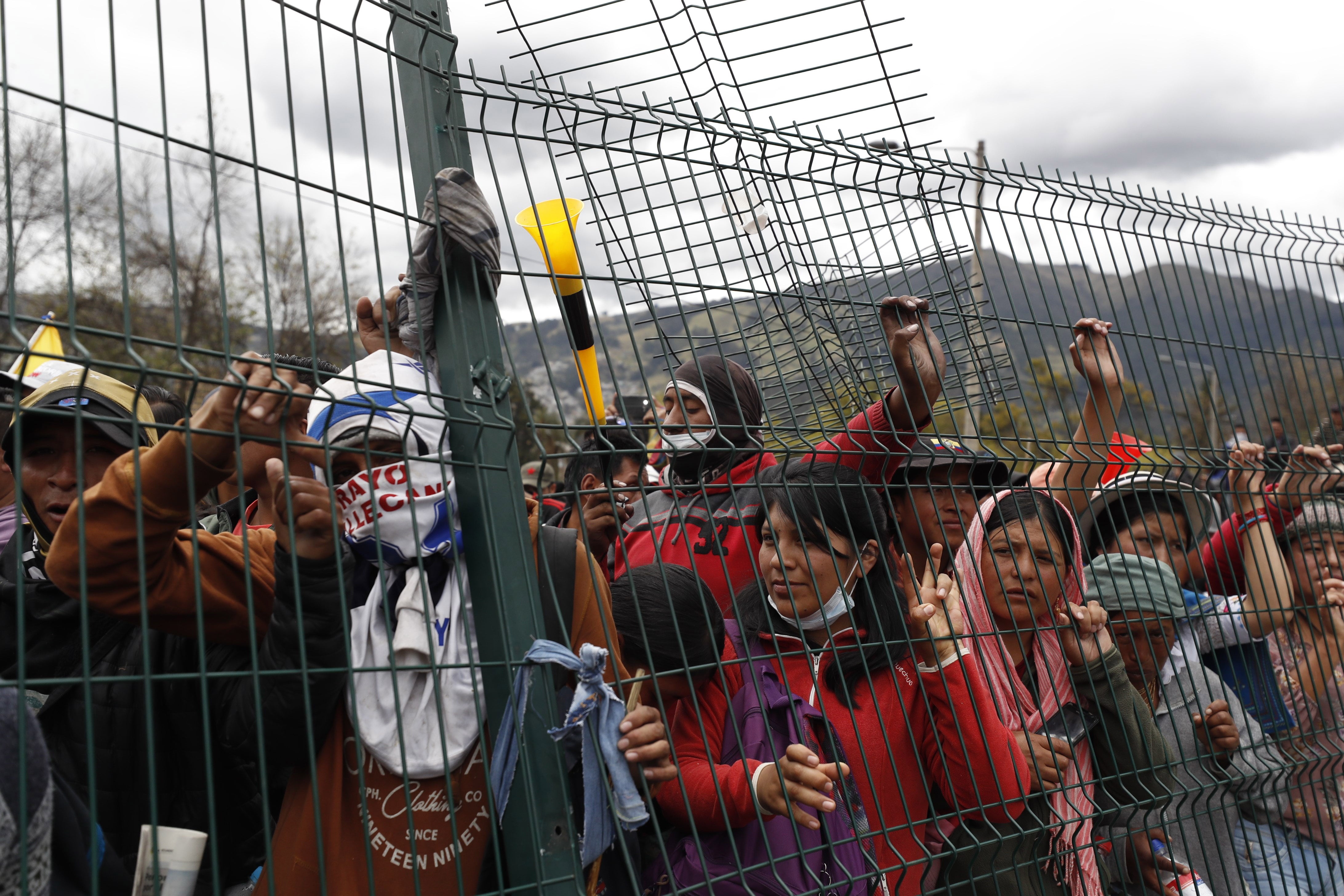 Manifestación en Quito en contra de las políticas del FMI.