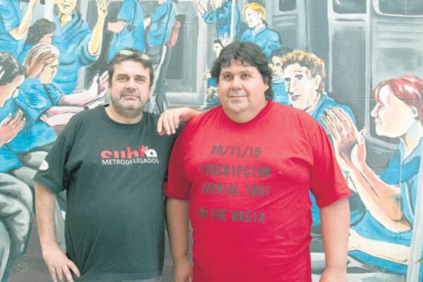 Beto Pianelli y Néstor Segovia, referentes de los metrodelegados que ayer lograron el amparo judicial.