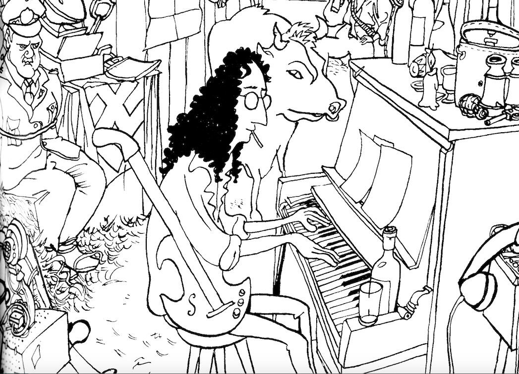 Fito Páez, dibujado por Miguel Rep en 1995