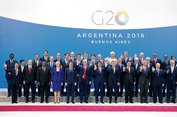 La tradicional foto de “familia” de los máximos mandatarios de los países miembro e invitados del G-20 y titulares de organizaciones multilaterales.