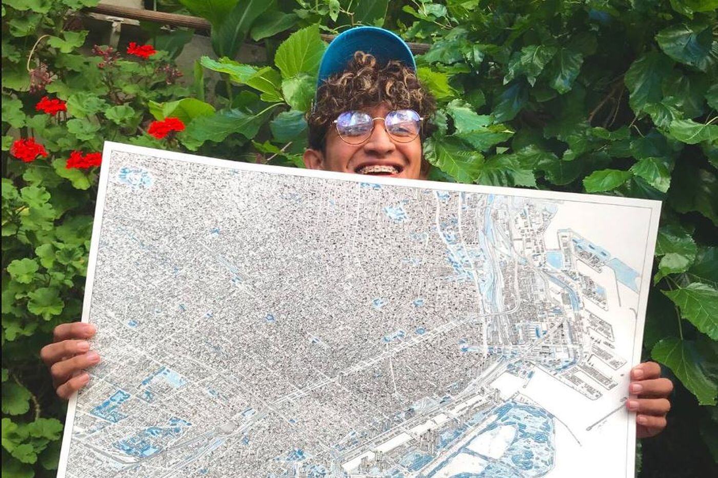 Abraham Gomez y el mapa de la Ciudad de Buenos Aires.