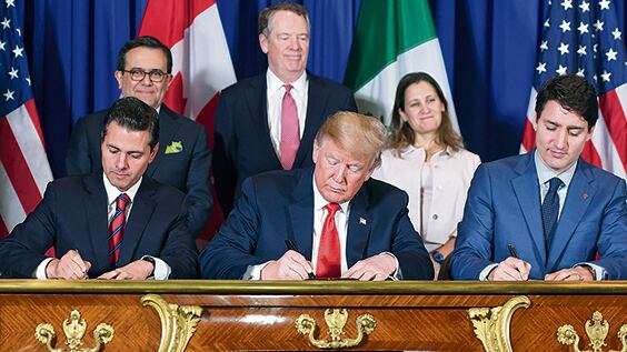 Peña Nieto, Trump y Trudeau firman el acuerdo de libre comercio.