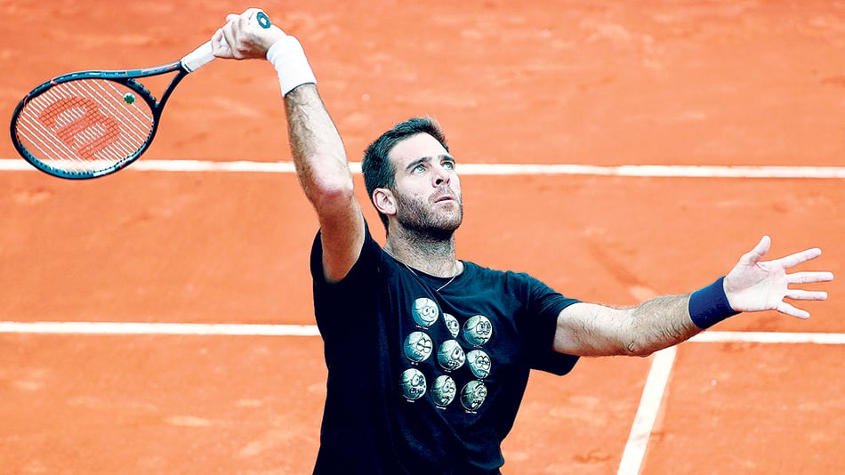 Del Potro durante su entrenamiento. Vuelve a la actividad luego de cuarenta días.
