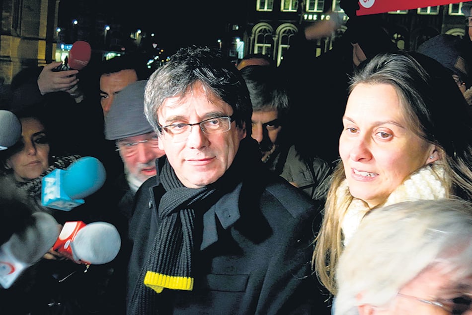 Puigdemont ayer en Bélgica durante un acto por los 100 días desde que empezó su exilio.