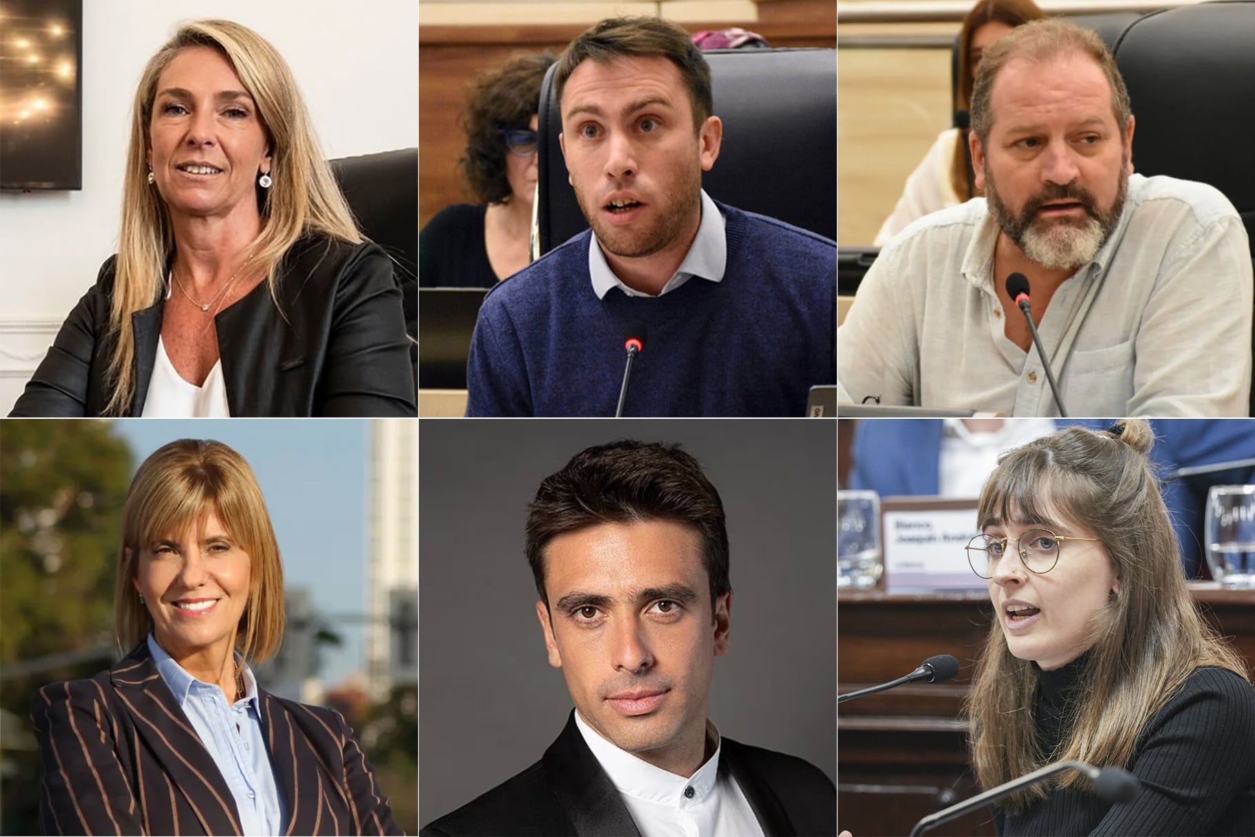 Concejales Schmuck, Romero y Cardozo (arriba). Convencionales Rodenas, Aleart y Del Río (abajo)