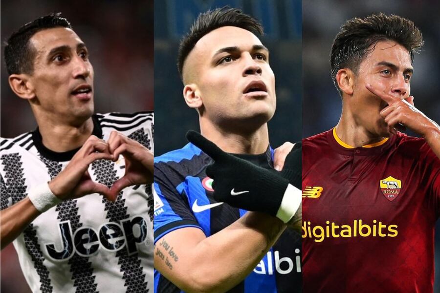 Ángel Di María, Lautaro Martínez y Paulo Dybala.