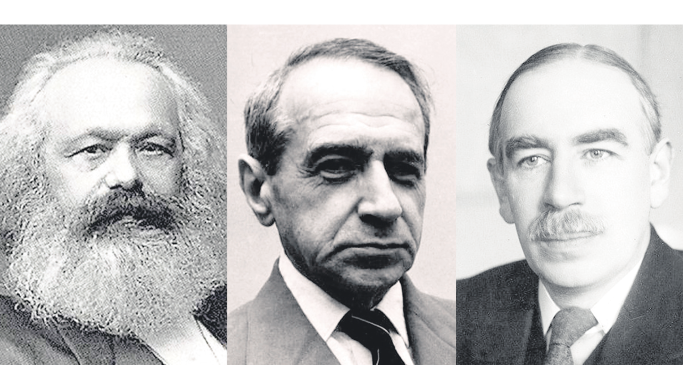 Karl Marx, Michal Kalecki y John Maynard Keynes.