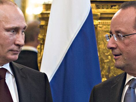 Las ideas de Putin sobre Siria chocan con las de su colega francés Hollande, entre otros líderes europeos.