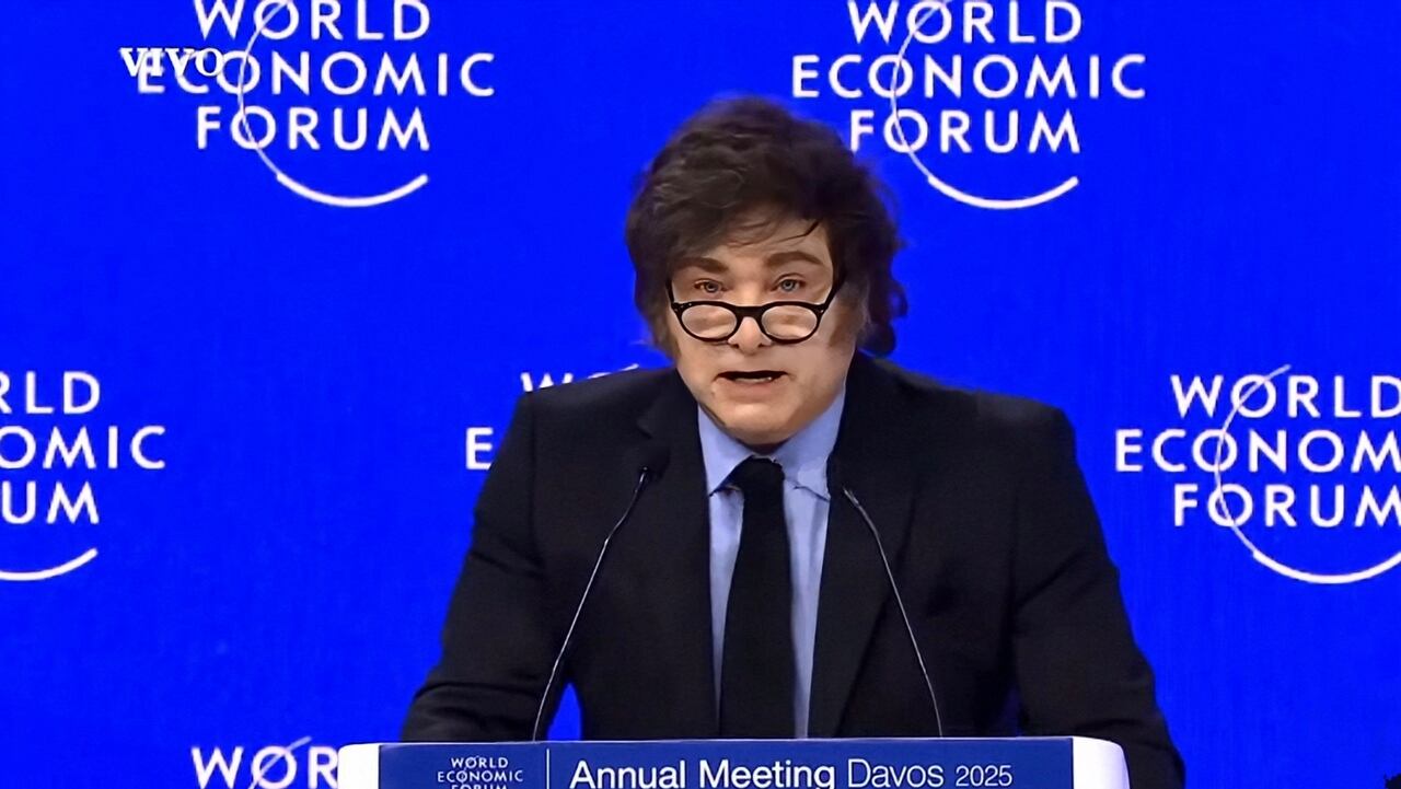 Milei durante su discurso en Davos. 