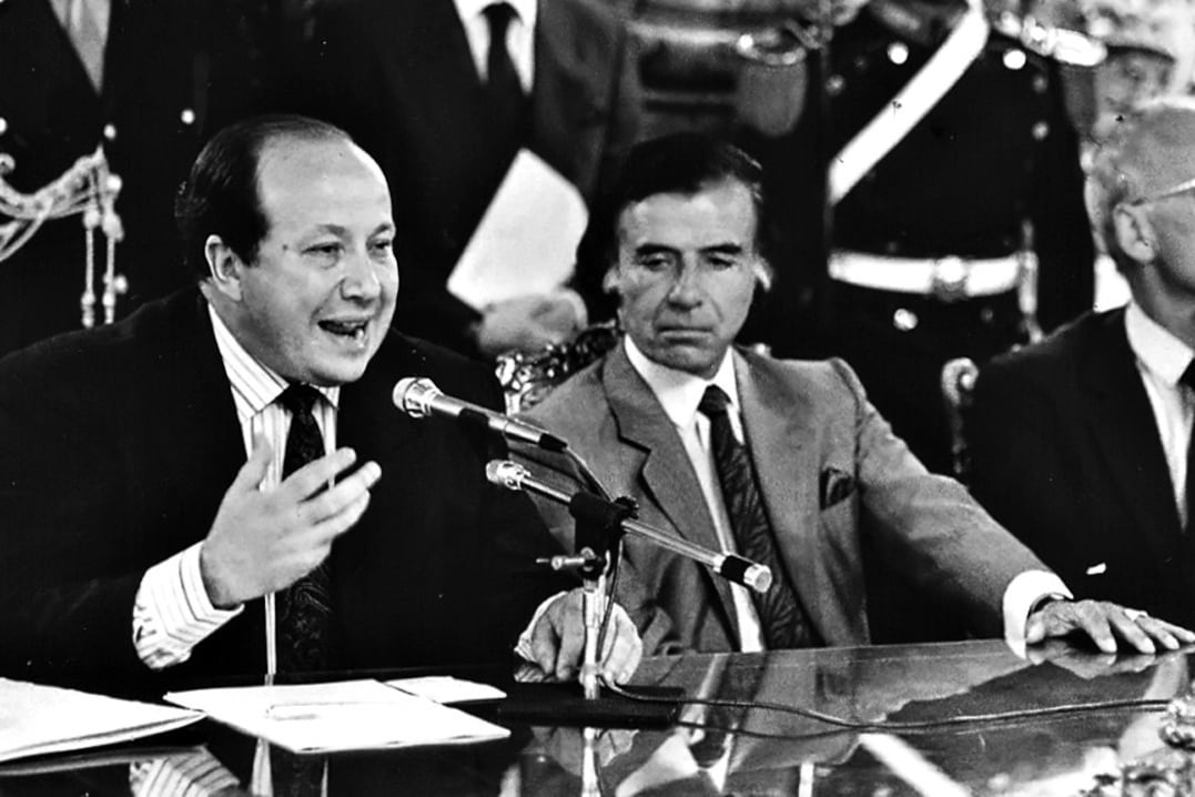 Menem con su ministro Roberto Dromi, el arquitecto de las privatizaciones.