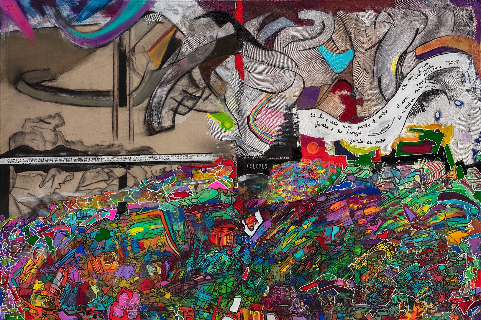 "Juego de palabras, juego mágico de colores", 2020, de Luis Felipe Noé.