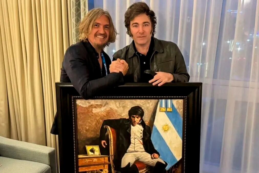 Milei retratado como Napoleón (cuando ya había sido vencido)