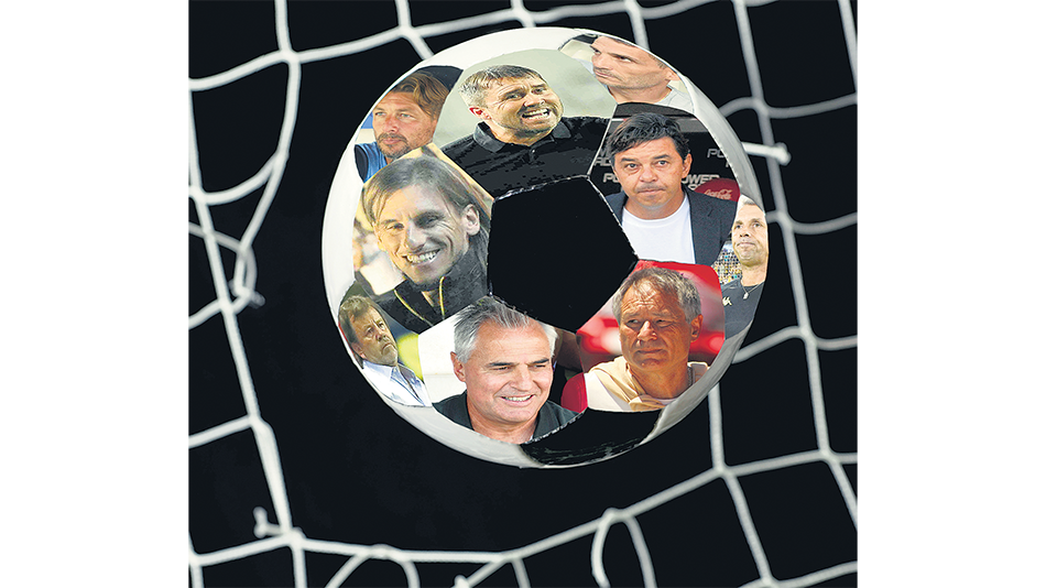 Los nueve DT que resisten: Coudet, Gallardo, Zielinski, Beccacece, Heinze, Madelón, Holan, Alvarez y Vojvoda.