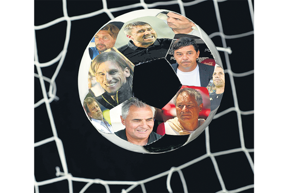 Los nueve DT que resisten: Coudet, Gallardo, Zielinski, Beccacece, Heinze, Madelón, Holan, Alvarez y Vojvoda.