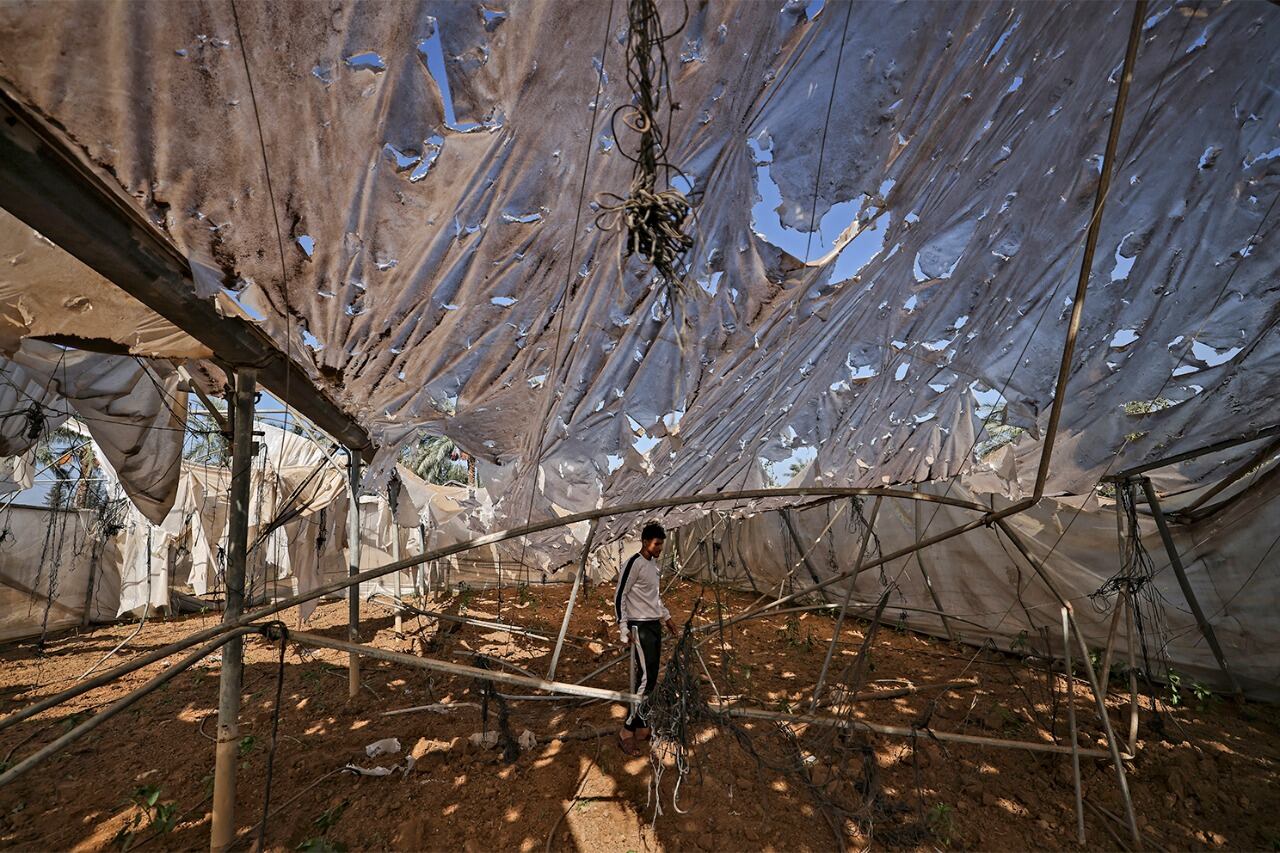 Un campo de refugiados en Gaza después de un bombardeo israelí. 