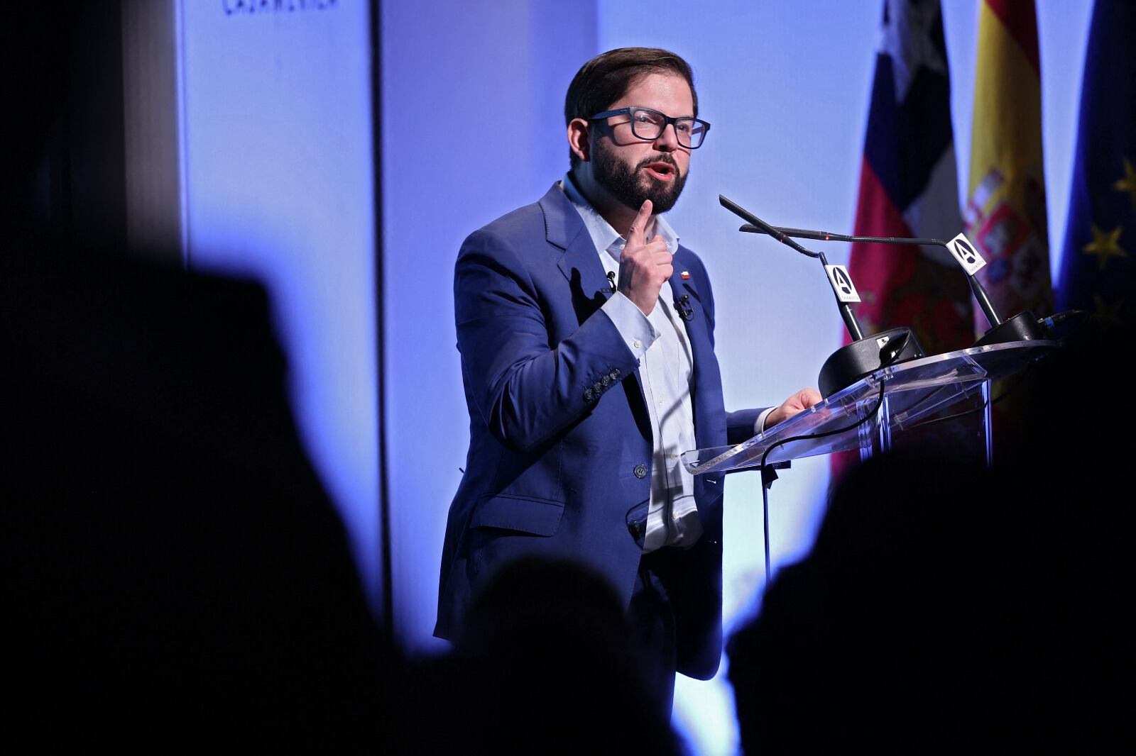 Boric recordó el golpe en la Casa de América en Madrid.