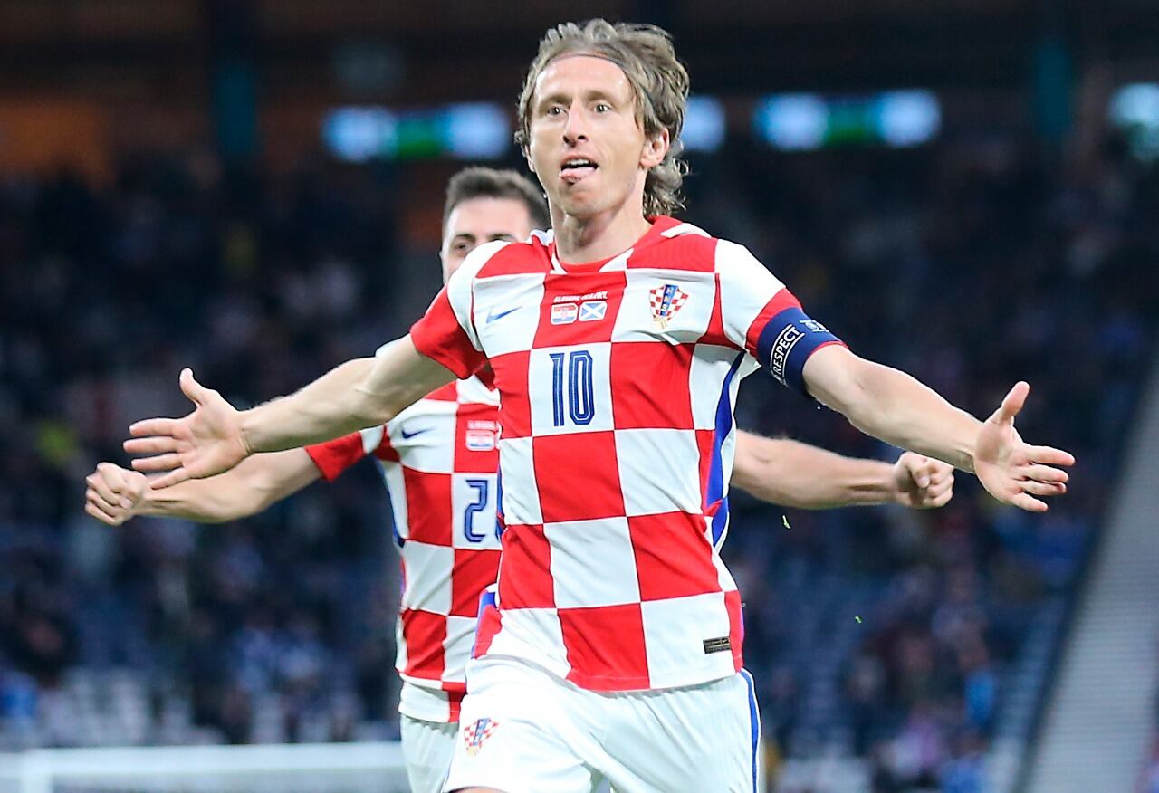 Modric festeja su gol para Croacia