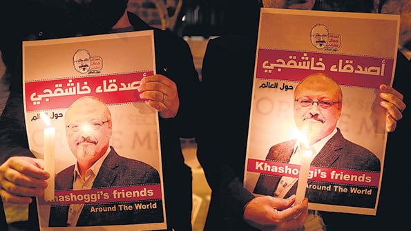 Vigilia en Estambul frente al consulado saudí pocos días después de la desaparición de Khashoggi.