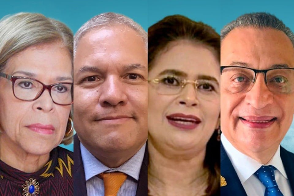 Rebeca Santos    presidenta del Banco Central Eduardo E. Reina, secretario de RR.EE.  Rixi Moncada    secretaria de Finanzas y Marcio Sierra   presidente de la  comision de Banca y Seguros