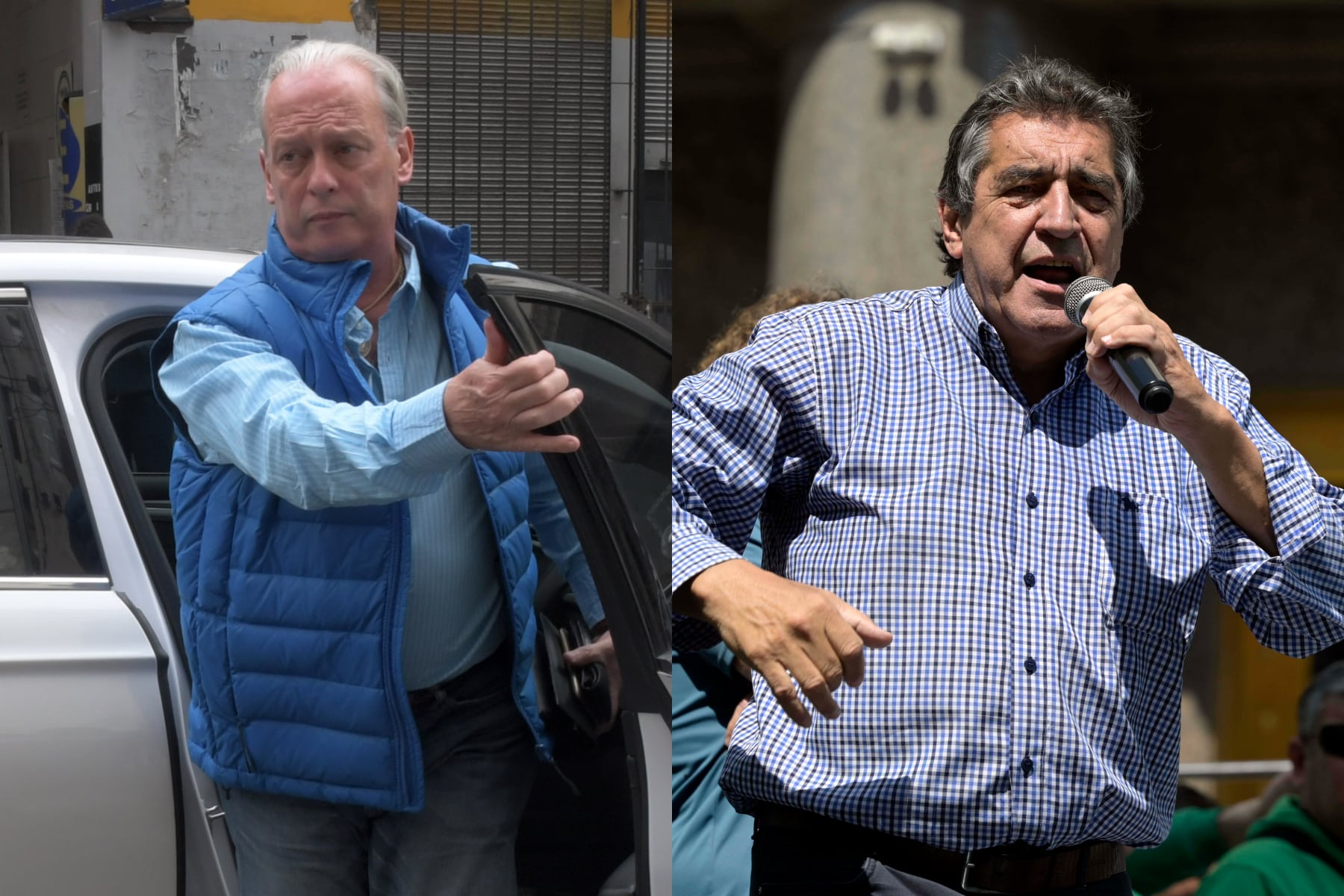 Andrés Rodríguez, a cargo de la UPCN, y Hugo Godoy, titular de la ATE. Imagen: Télam. 