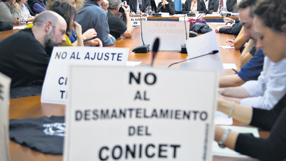 “No al desmantelamiento del Conicet”, fue uno de los reclamos que llevaron en sus carteles los científicos.