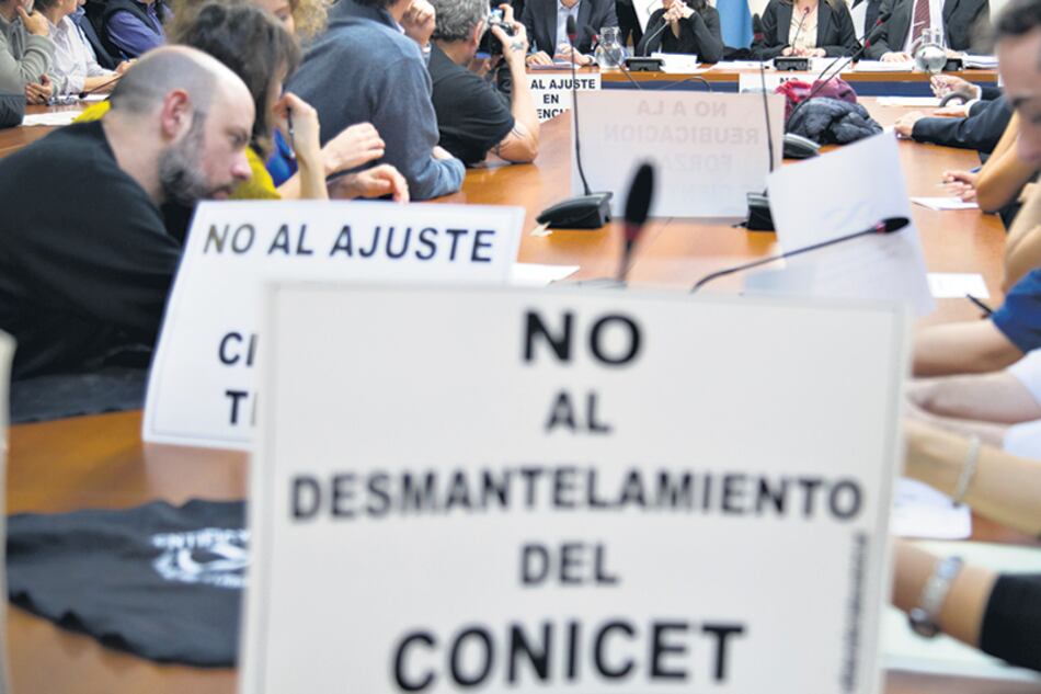 “No al desmantelamiento del Conicet”, fue uno de los reclamos que llevaron en sus carteles los científicos.