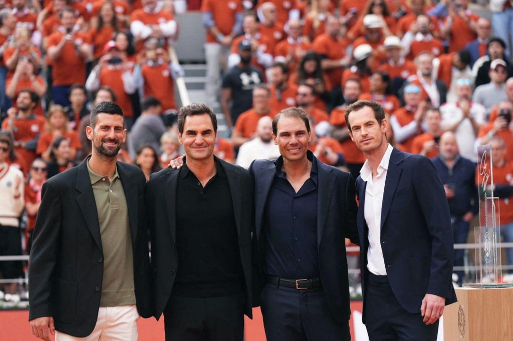 Se juntó la banda: Djokovic, Federer y Murray fueron a participar del homenaje a Nadal.