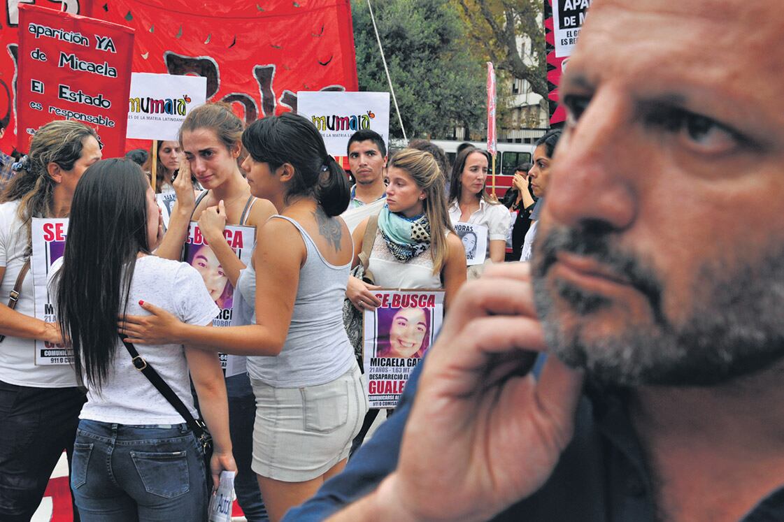 En la manifestación realizada en Plaza de Mayo hubo amigos y familiares de Micaela.