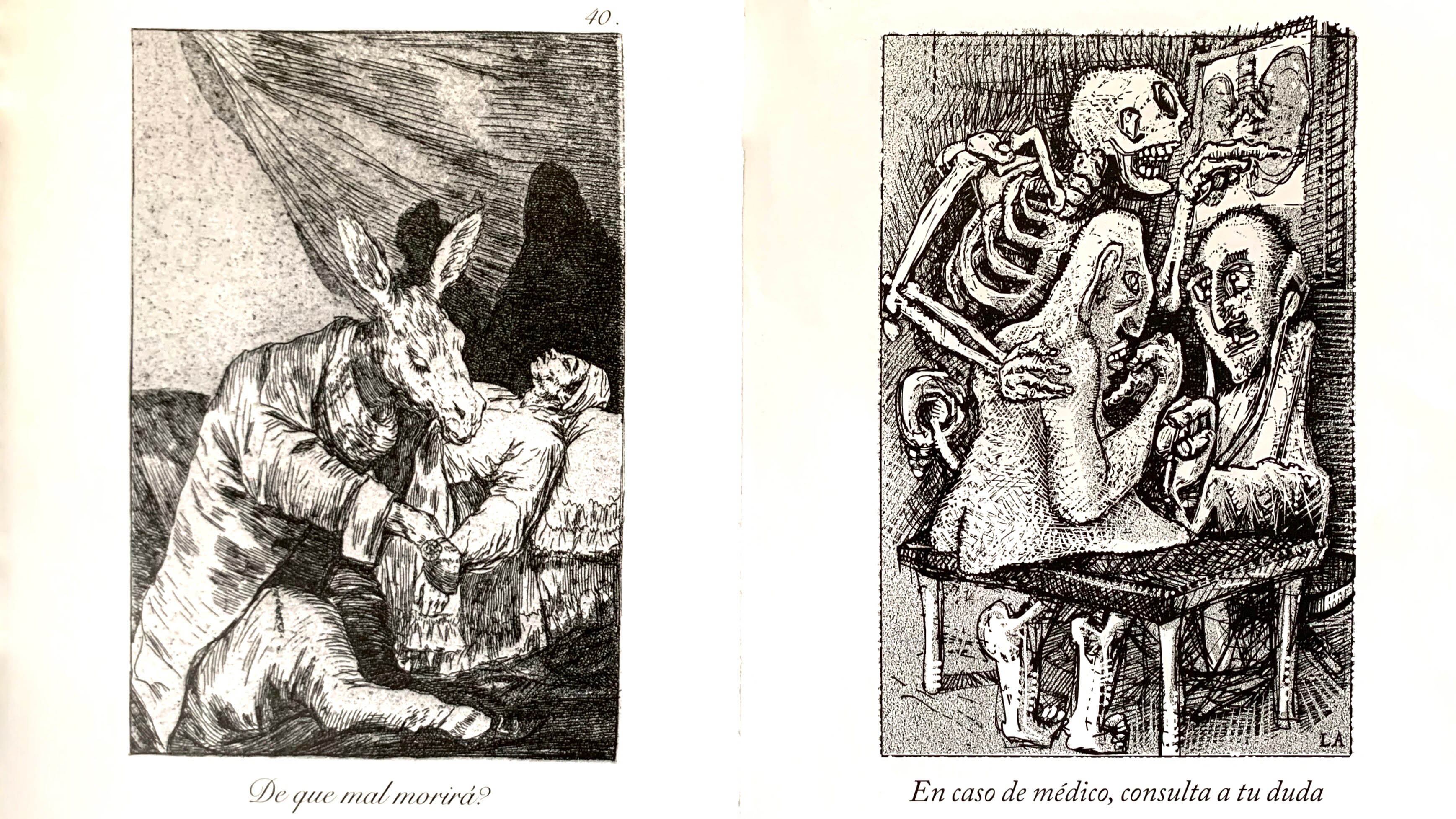 A la izquierda el "capricho" de Goya; a la derecha, el de Lorenzo Amengual.