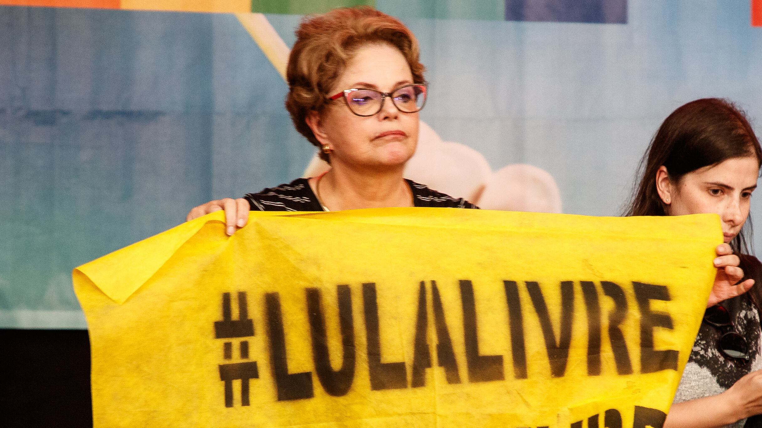 Dilma Rousseff pide la libertad de Lula en un acto en Bélgica la semana pasada.