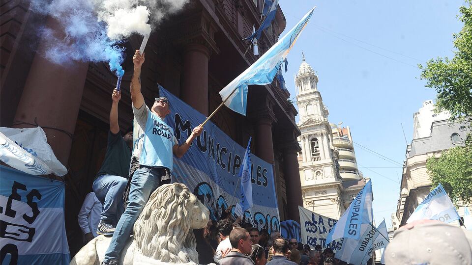 La concentración de los municipales fue masiva.