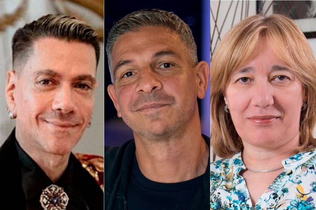 Roberto Piazza, el denunciado Marcelo Corazza y la psicóloga Celia Antonini