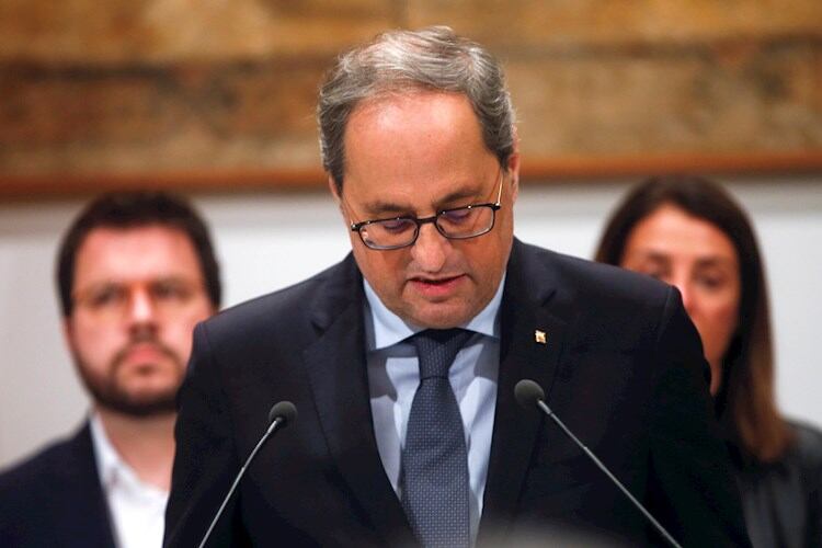 Quim Torra, el presidente del gobierno catalán que resiste en el cargo.