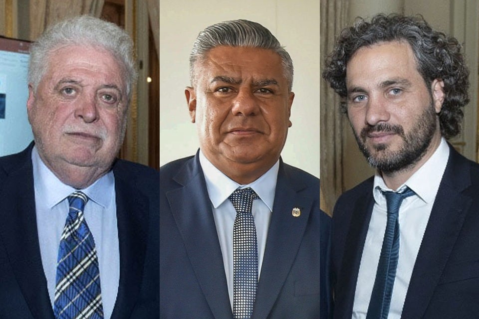 González García, ministro de Salud, Tapia, presidente de la AFA, y Cafiero, jefe de Gabinete, protagonistas de la reunión de este martes.