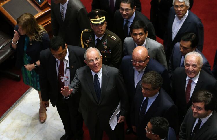 El presidente peruano en el Congreso, cuando habló antes de la votación.