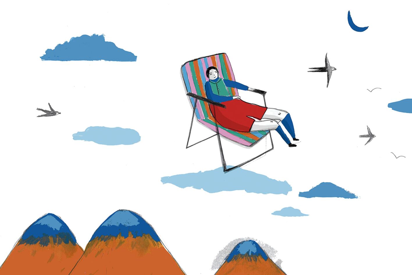 Una escena del cuento "Fabricio y su reposera mágica"