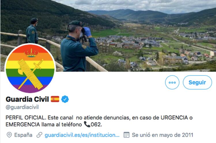 Así se ve este fin de semana la presentación de la Guardia Civil en la red social.