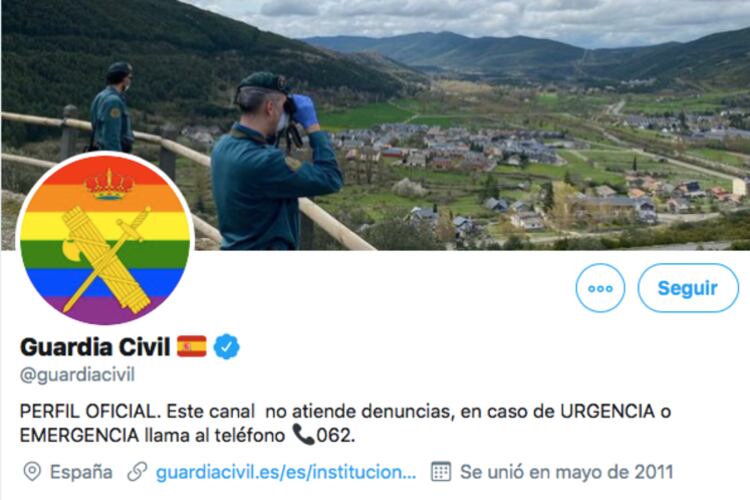 Así se ve este fin de semana la presentación de la Guardia Civil en la red social.