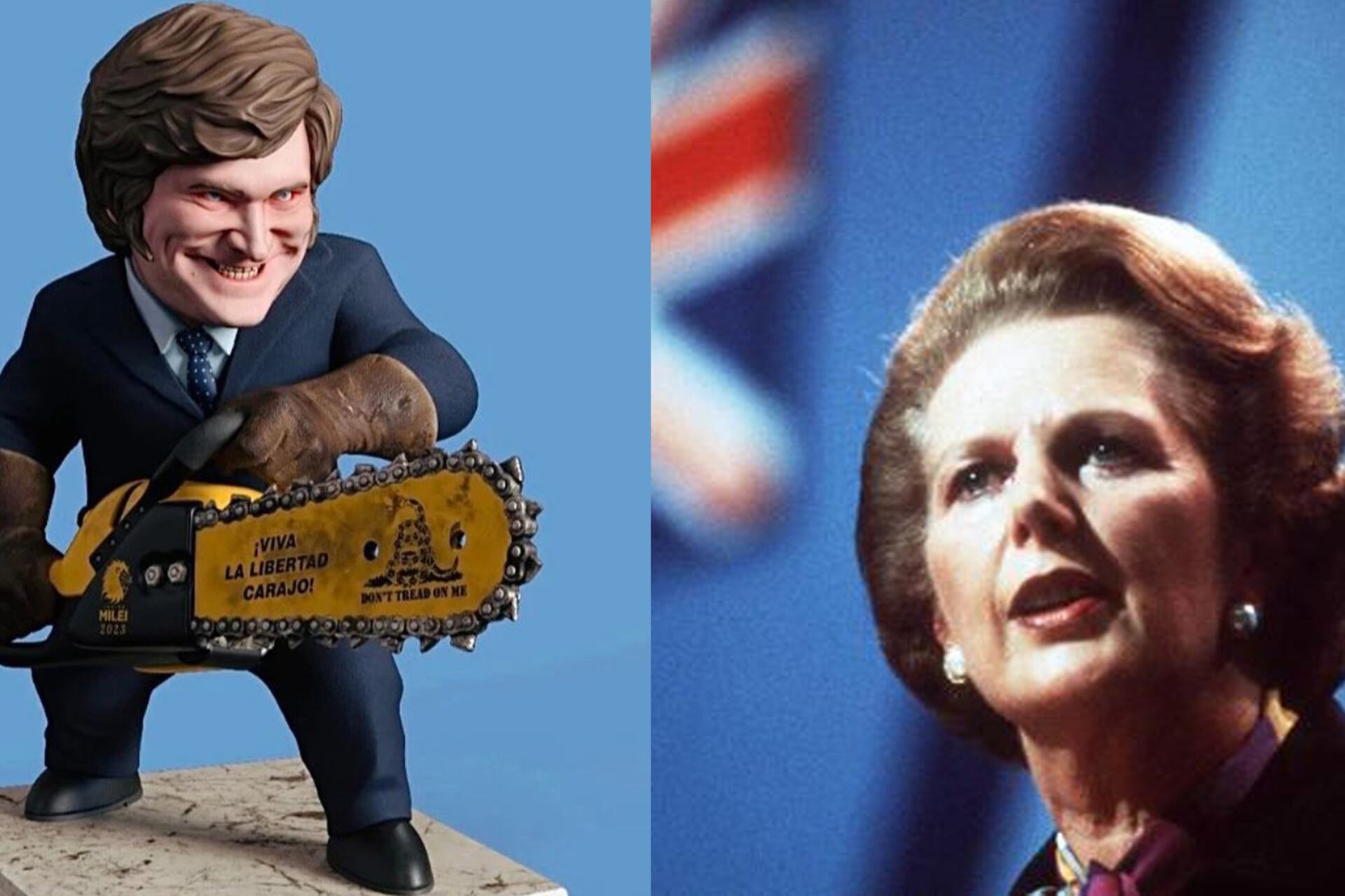 El ultraderechista Milei y su idola, la criminal de guerra, Margaret Thatcher.