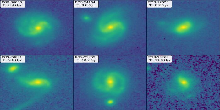Una de estas galaxias, la EGS-23205, ya había sido observada por el telescopio espacial Hubble, pero la imagen que daba era poco más que una mancha en forma de disco.