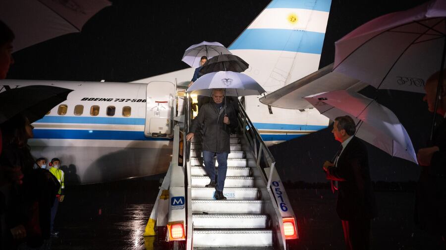 Alberto Fernández, al llegar a Bogotá.
