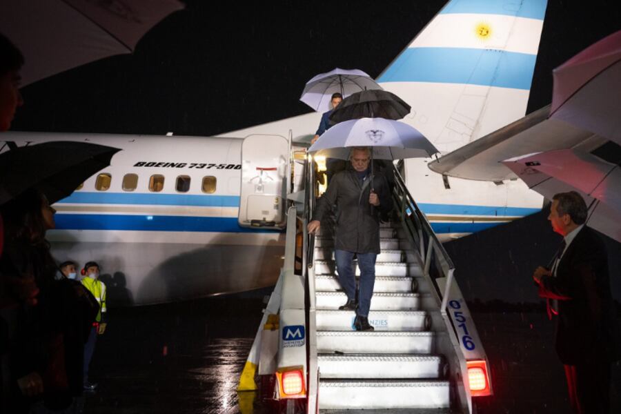 Alberto Fernández, al llegar a Bogotá.